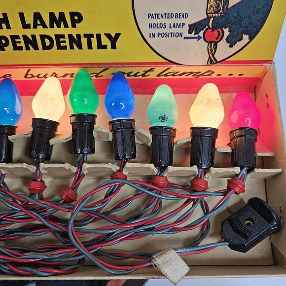 Vintage 15 Working Noma Christmas Lights Red Rings Original Festive Box - Picture 4 of 16